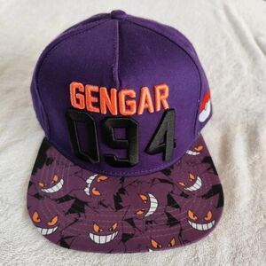 Pokemon Gengar 094 Hat Cap Snap Back Purple 6 Black Embroidered One Size